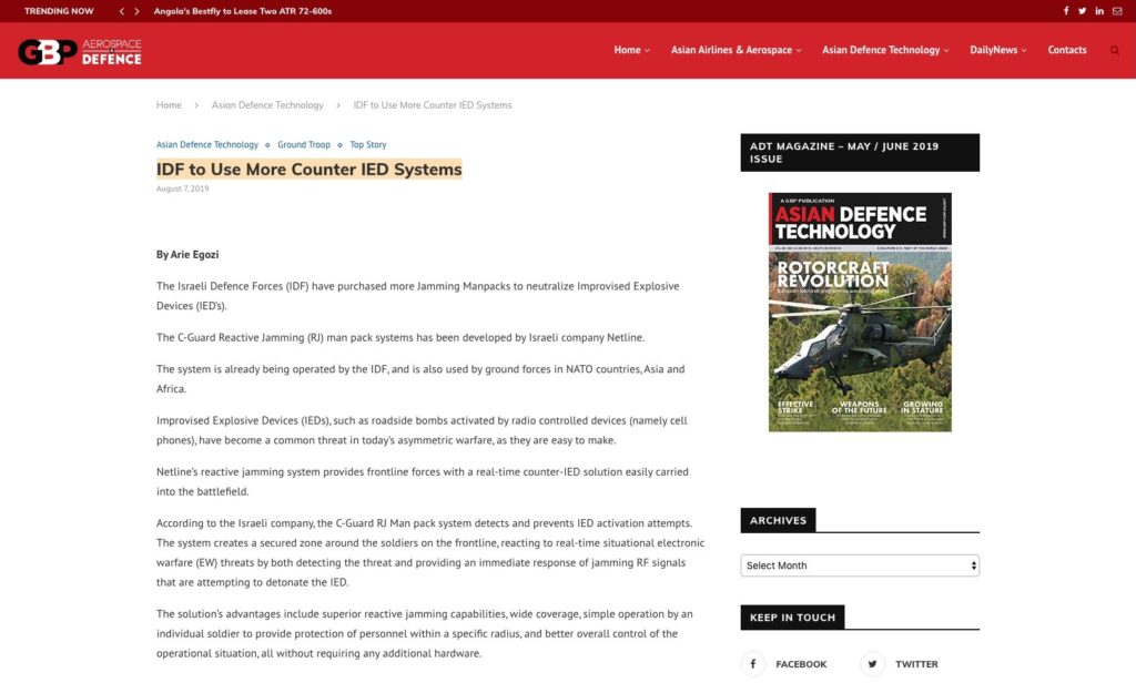 IDF to Use More Counter IED Systems - Netline Communication Technologies